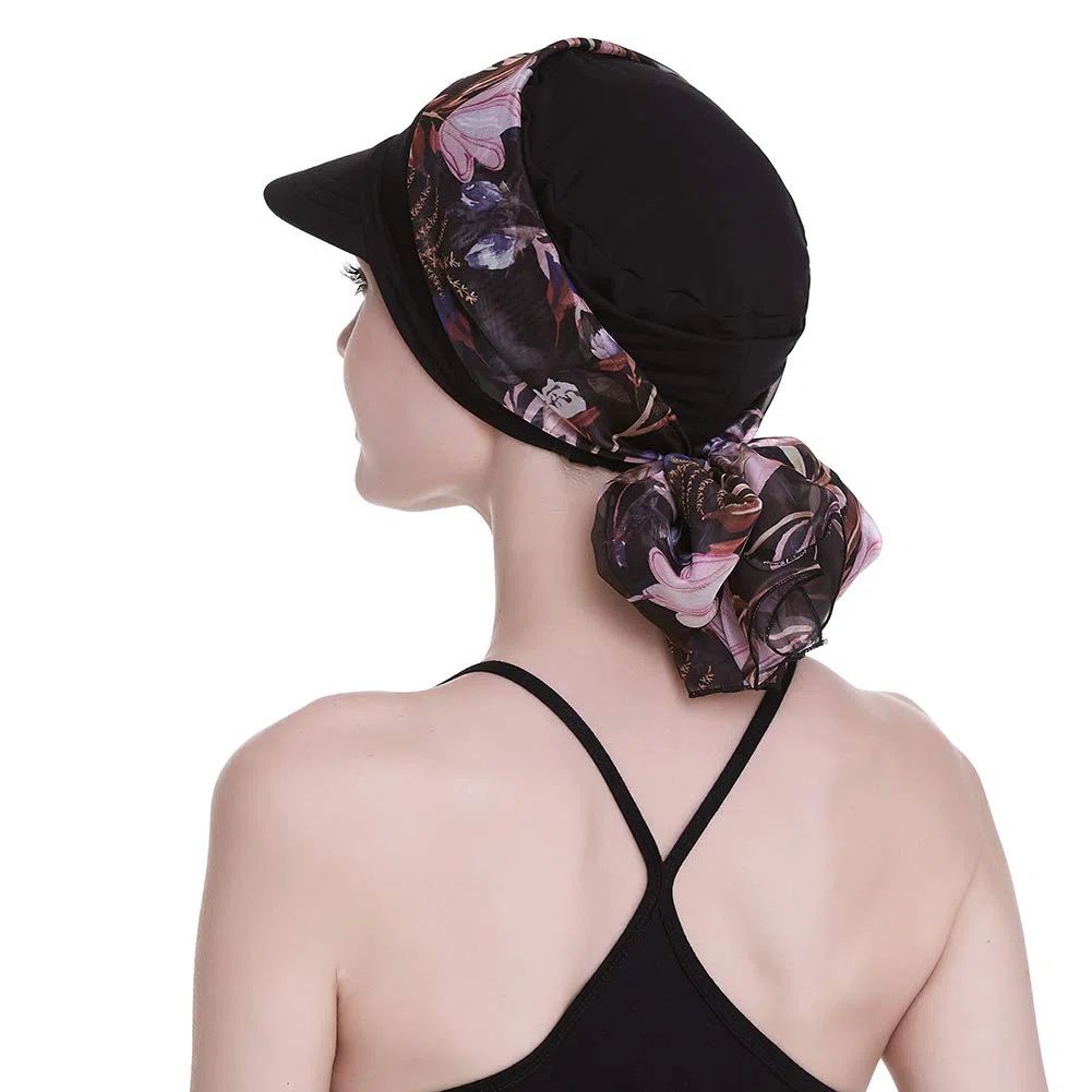 Newsboy - Berretto da donna per chemioterapia, con sciarpa, per perdita di capelli, disponibile tutto l'anno