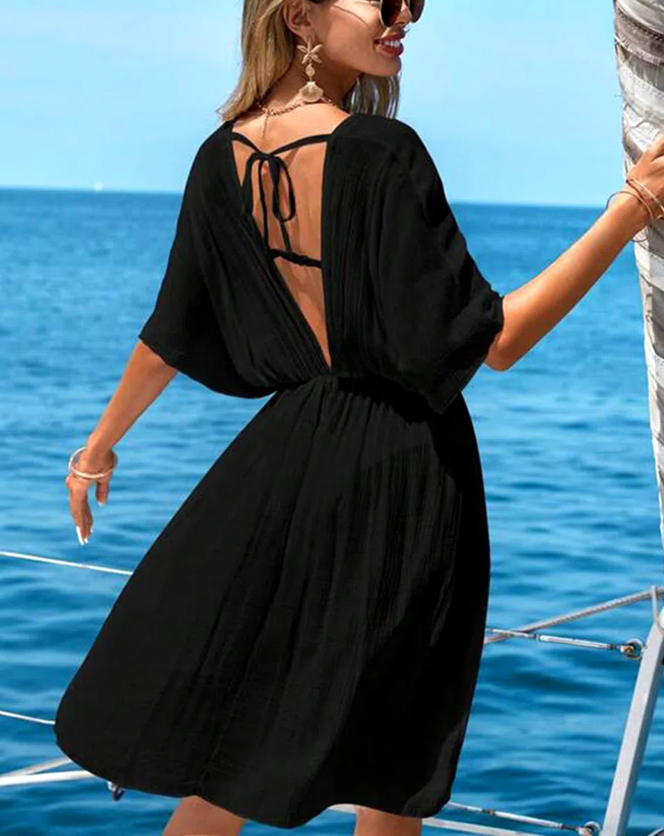 Copricostume Donna Cotton Mare Spiaggia Coprire con Coulisse Copricostume da Bagno per Piscina Estate Interi Beachwear Beach Dress