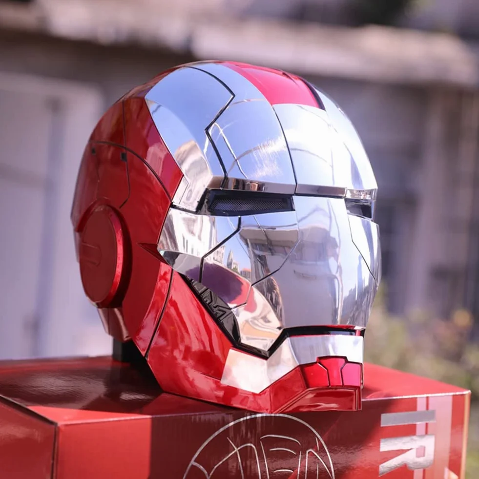Iron Man Casco 1: 1,MK5 Portatile Elettrico Apertura e Chiusura Maschere Complete per Halloween Compleanno Regalo di Compleanno Prop BGGNG con Voce Saluto Touch Controllo, A, Size
