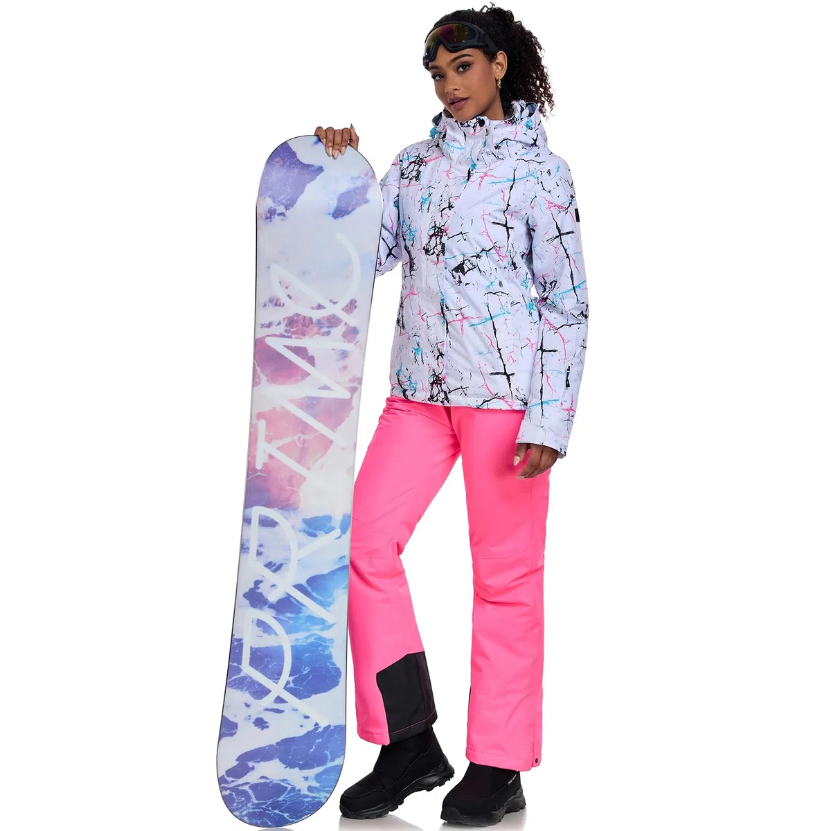 HOTIAN - Tuta da neve da donna, impermeabile, antivento, invernale, calda, set da sci, per escursionismo, arrampicata, snowboard, con materiale isolato SMN, M