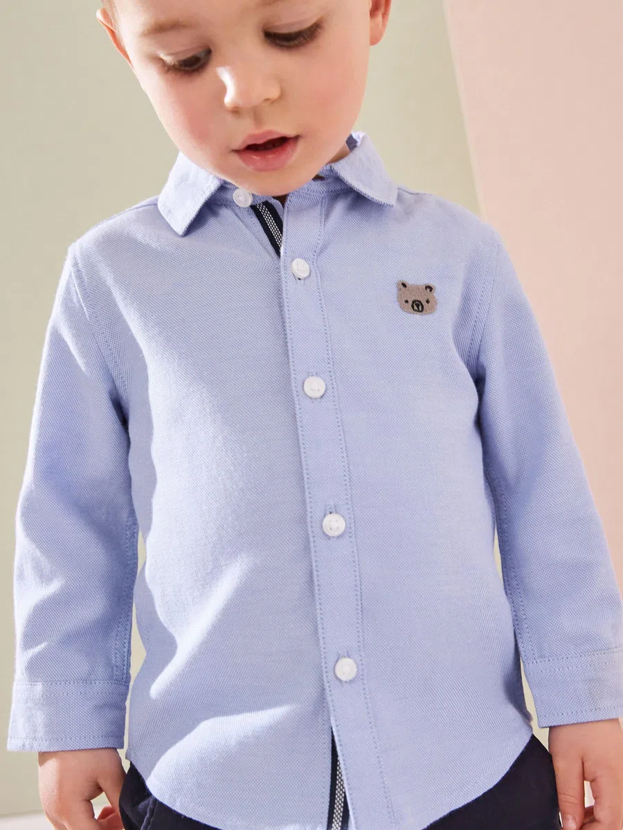 NEXT Ragazzo Camicia Oxford a Maniche Lunghe Blue Character 18 Mesi-24 Mesi