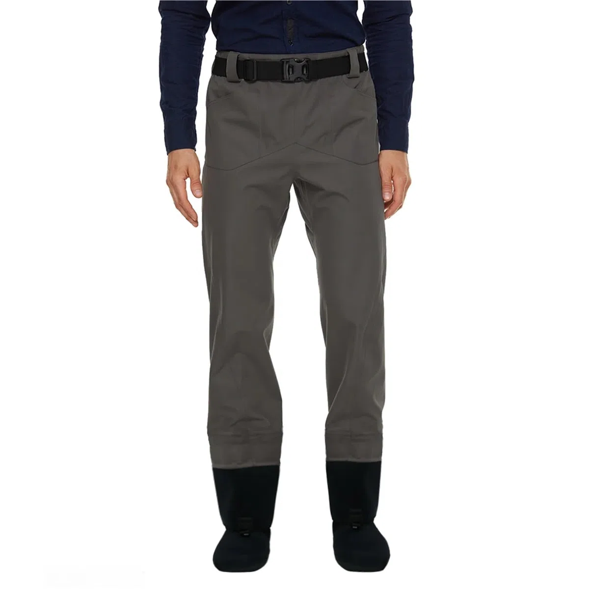 Wader da Pesca Trampolieri da Pesca da Uomo Pantaloni da trampoliere in Vita Tessuto Impermeabile a Tre Strati con Calzini in Neoprene nelle giornate Fredde per Pesca(M)