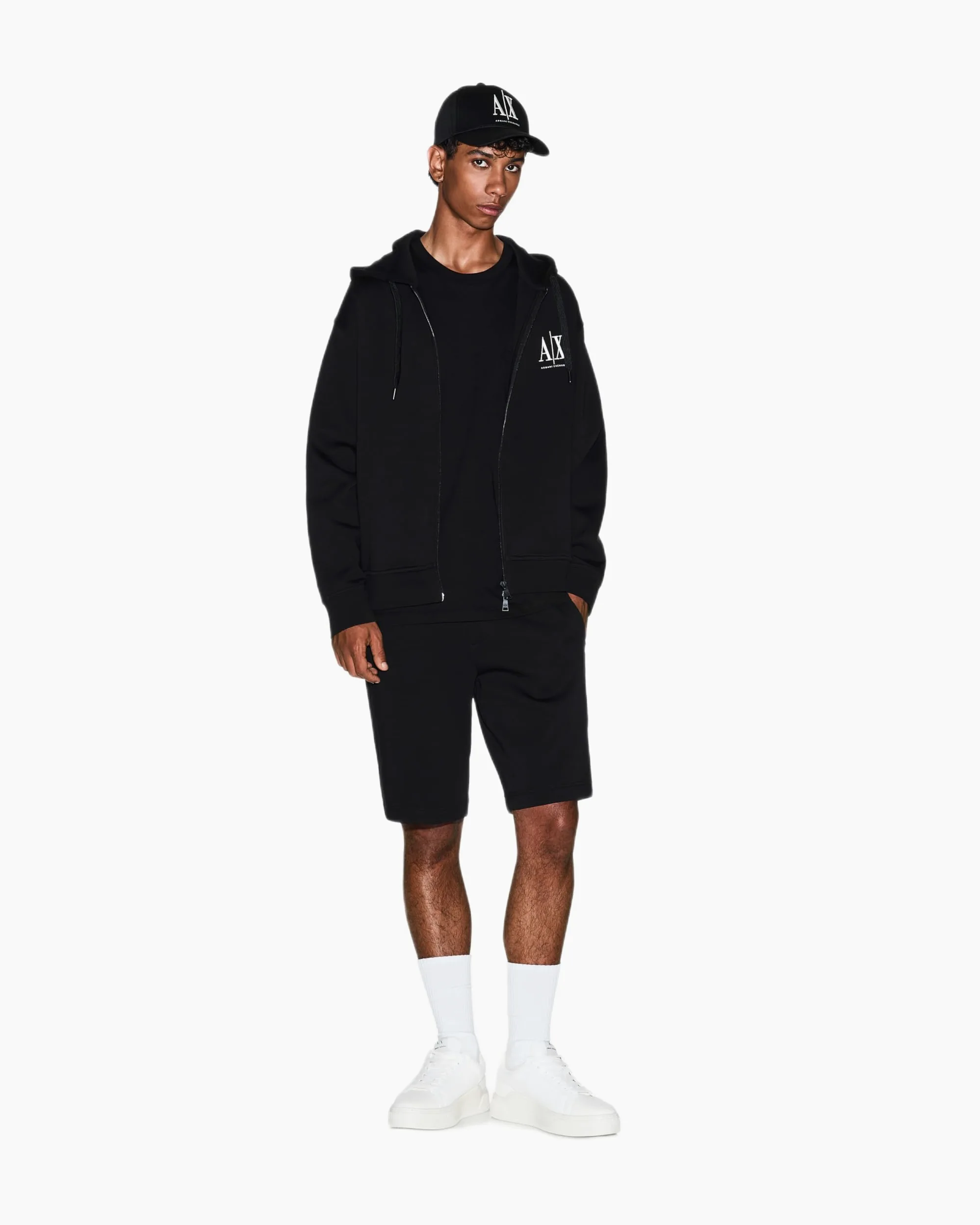 Armani Exchange Icon Project, Emboidered Logo, Full Zip Felpa con Cappuccio Uomo (Pacco da 1)