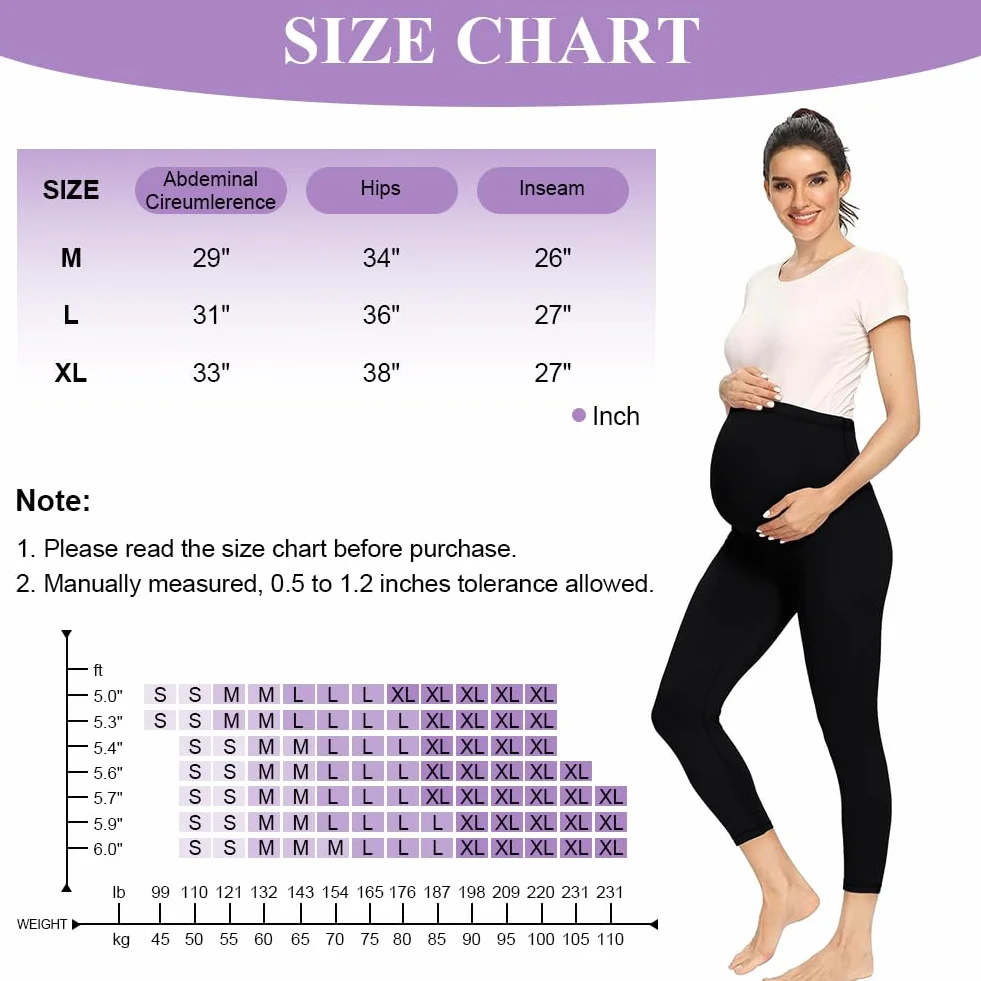Aomig Leggings Premaman Donna, Pantaloni Gravidanza Elasticizzato e Comodo in Felpato, Leggins Premaman Donna a Vita Alta, Vita Regolabile, Basic Pantaloni per Gravidanza