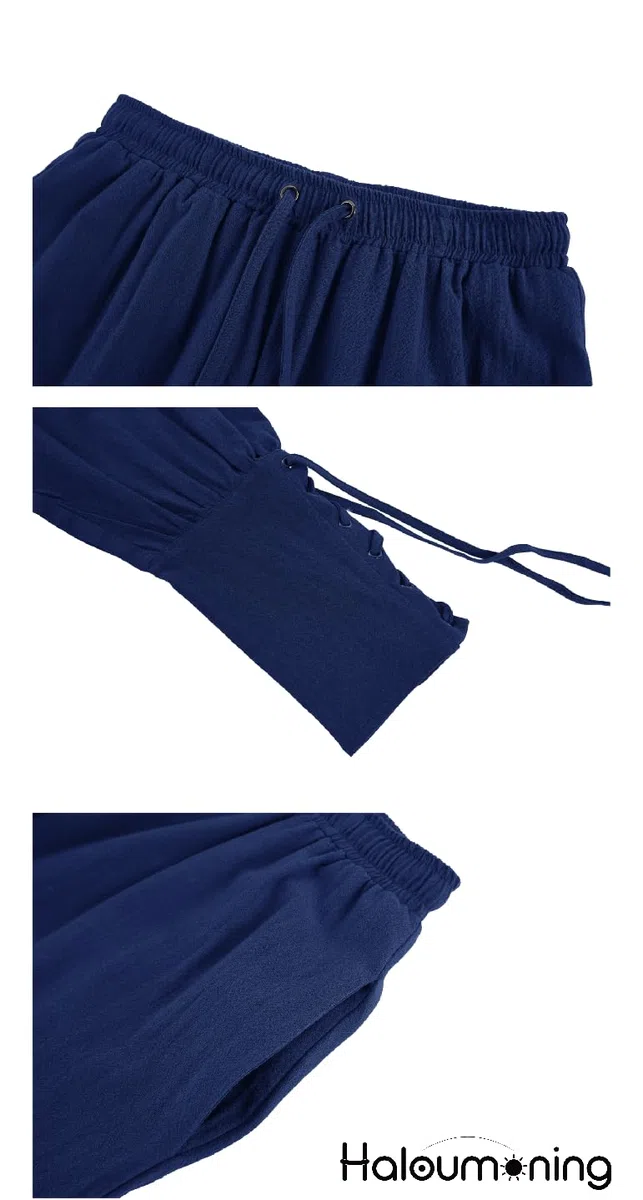 Haloumoning Pantaloni medievali per bambini, con lacci, per cosplay, per il tempo libero