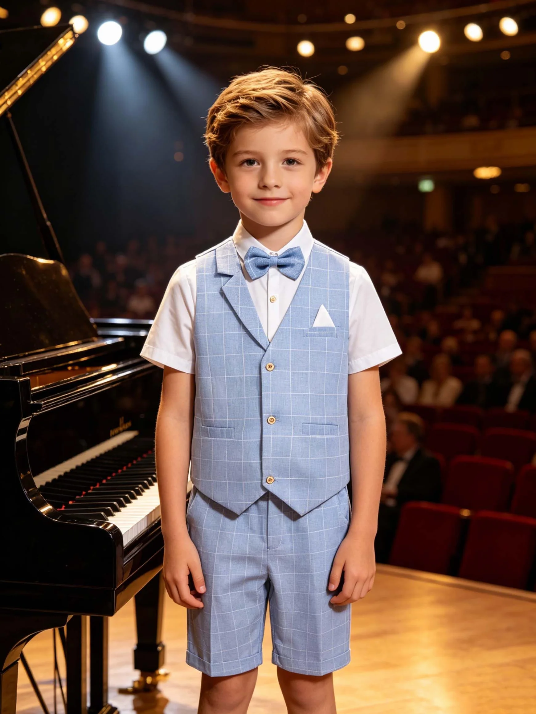LOLANTA 4PZ Completo Cerimonia Bambino, Abito Bimbo Estivo con Gilet Pantalone Camicia e Papillon per 2-12 Anni