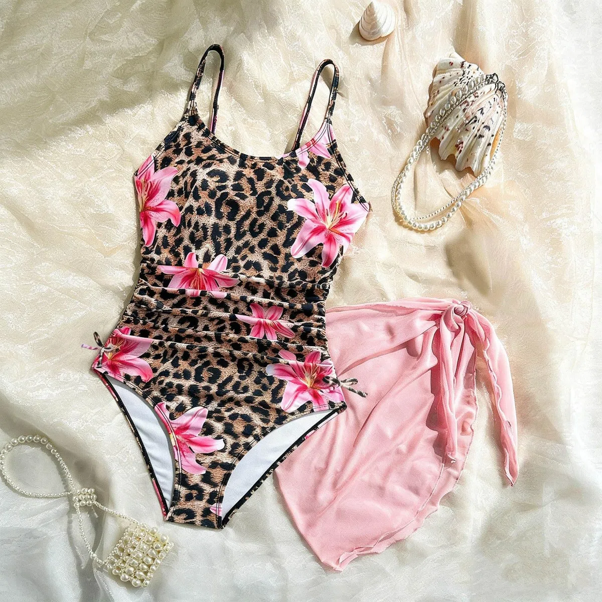 Generico Costume Intero Bambina 7-12 Anni Piscina Costume da Bagno Intero Bambina Nuoto Leopardato con Spalline Costumi da Bagno Interi Mare Monokini + Gonna Sportivo Spiaggia Swimsuit Estate