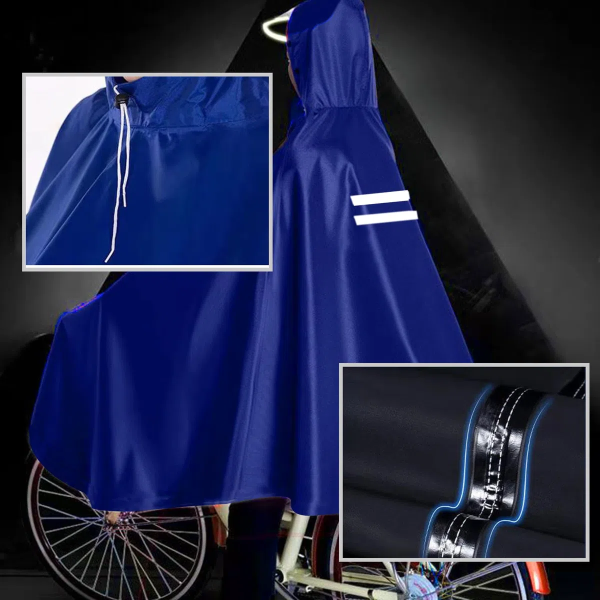 Mantella da Bicicletta, Impermeabile Portatile con Cappuccio, per Mountain Bike, Bici Elettriche