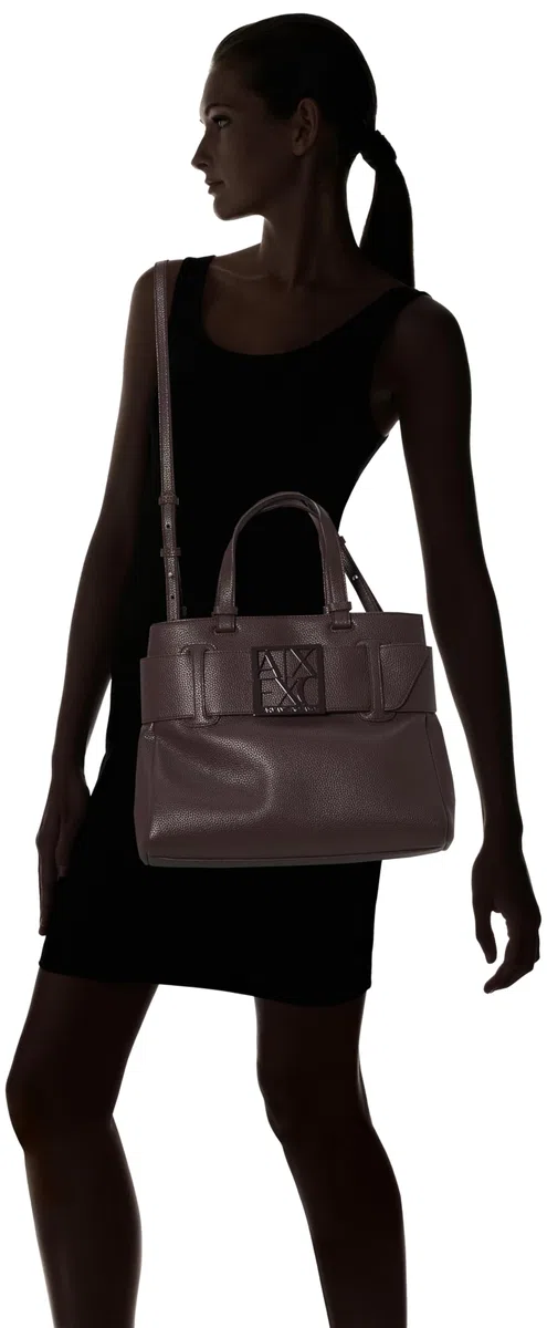 Armani Exchange Susy, Essential, Sustainable, Soft, Metal Logo, Shopping Bag Donna, Dusk Shade