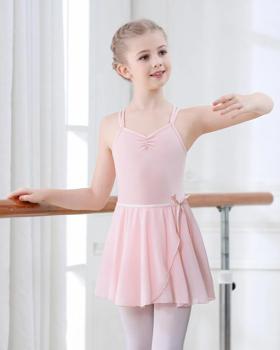 Vestito Body da Balletto Danza per Ragazze Bambina Gonna Cotone Spalline Sottili