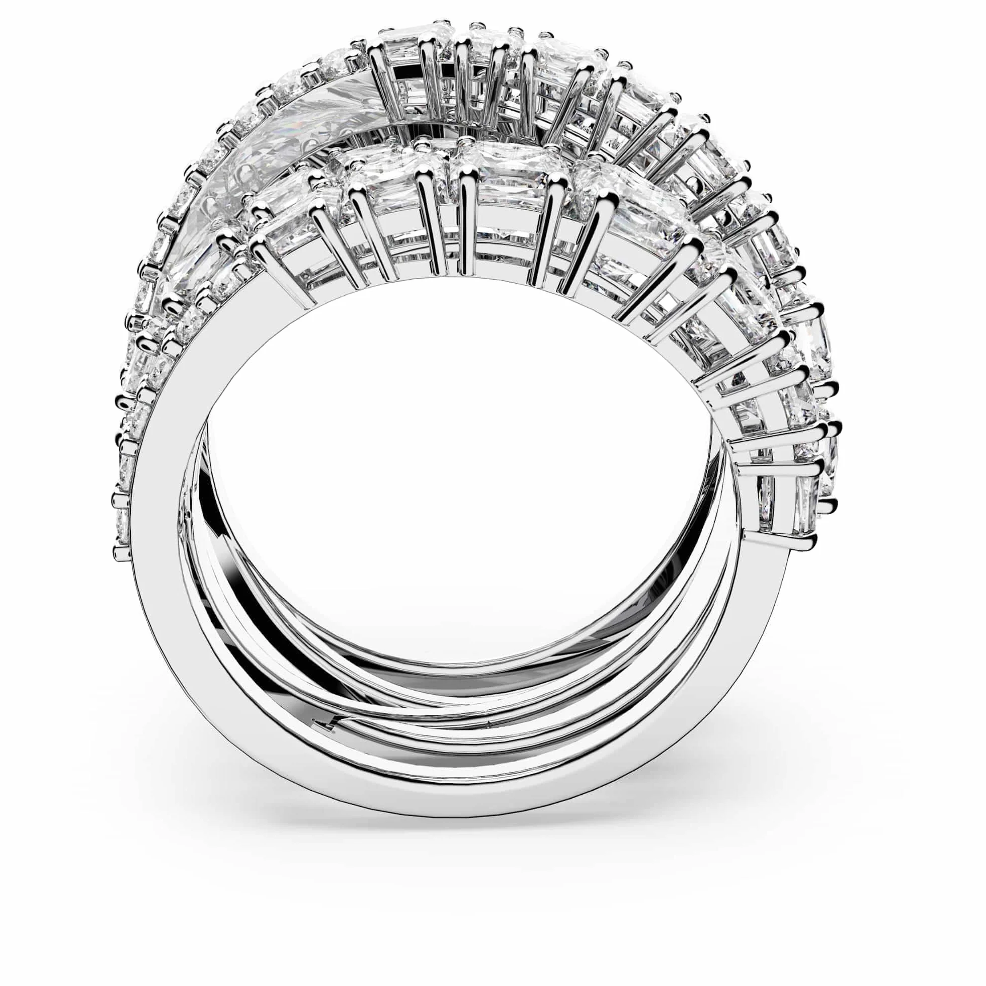 Swarovski Hyperbola bague, tailles mixtes, blanc, plaqué rhodium