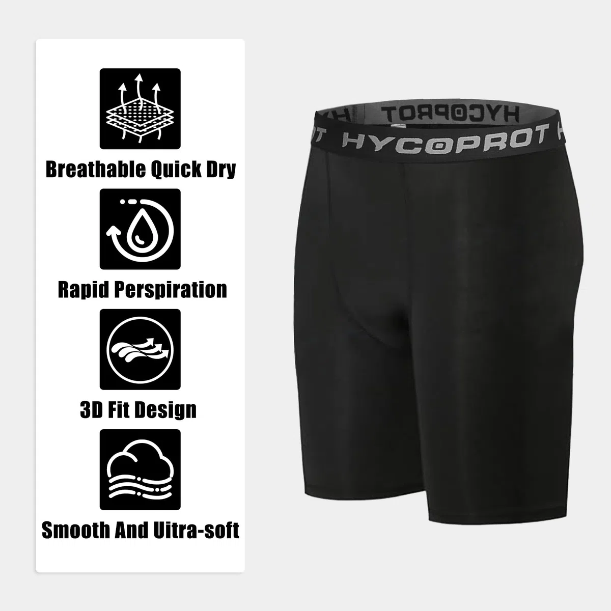 HYCOPROT Pantaloncini Compressione Uomo Corti da Palestra Asciugatura Rapida e Traspiranti Pantaloncini da Corsa Shorts Base Layer per Running Allenamento