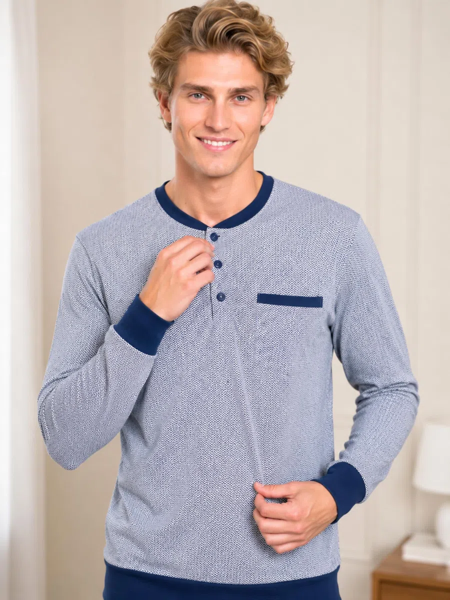 o-day Vanue Pigiama Uomo Cotone Leggero Lungo Primaverile M-XXL