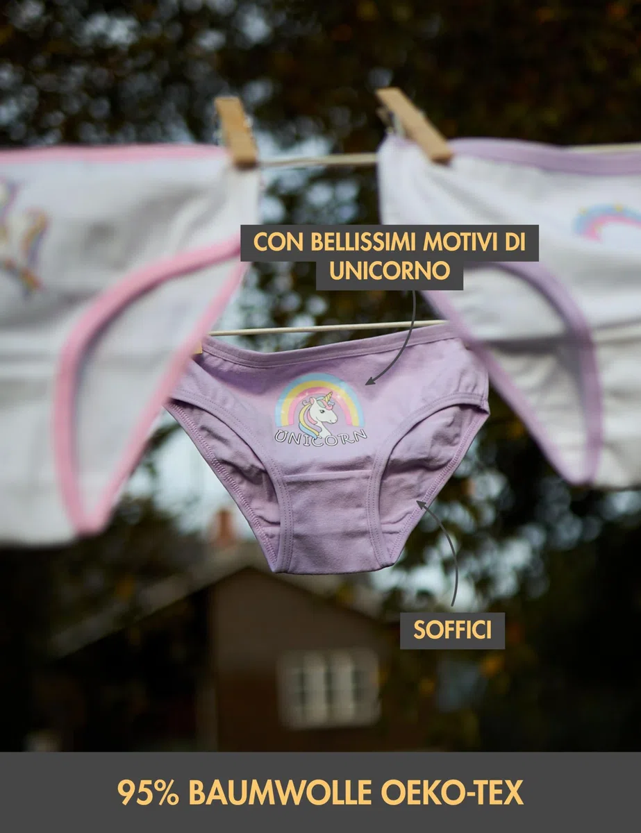 Basic Treasure Confezione da 9 mutande da bambina, in cotone Oeko-TEX, per bambini, biancheria intima per bambine