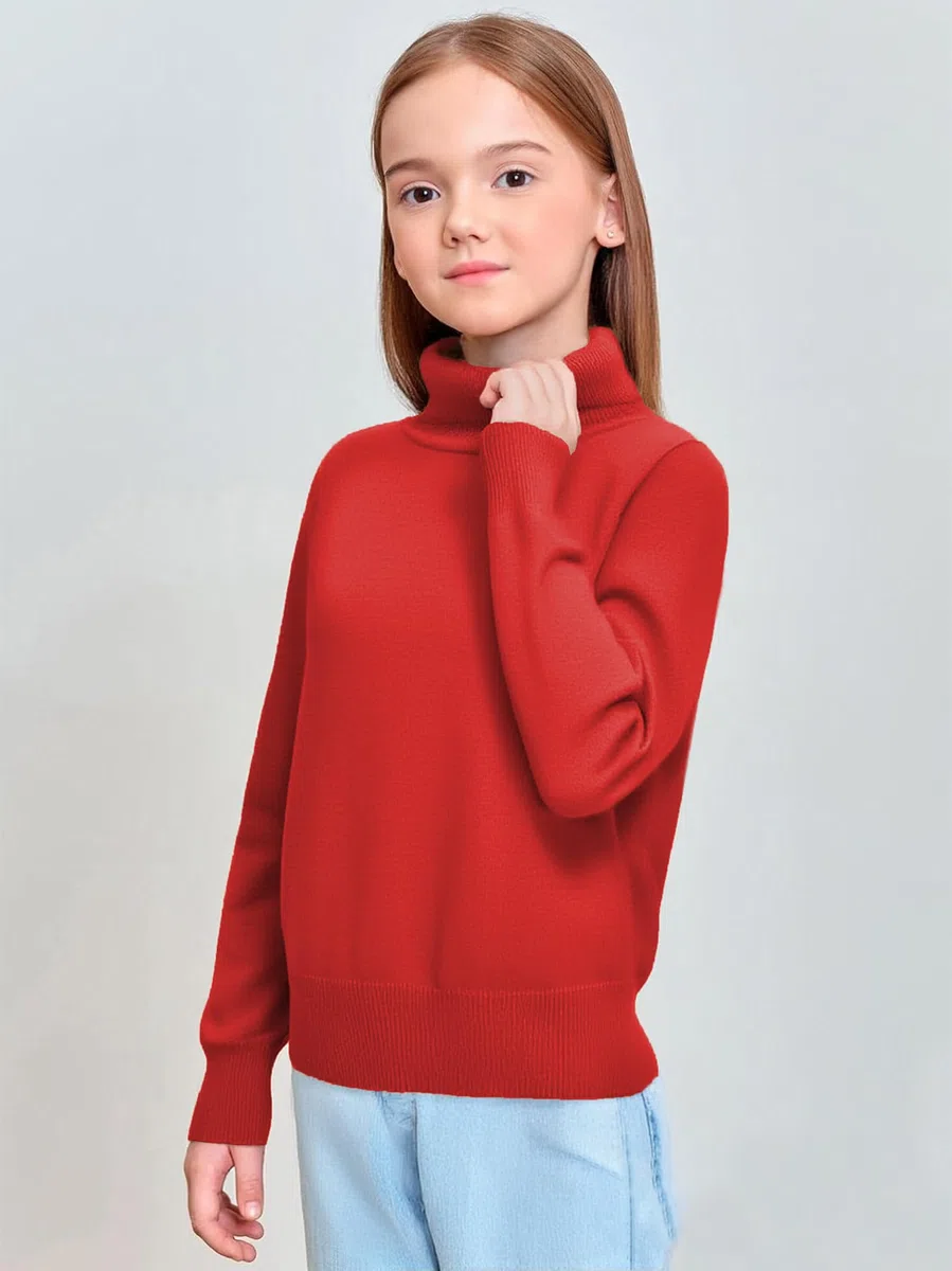 Arshiner Ragazze Maglione Collo Alto Bambina Invernale Maniche Lunghe Casual Colore Puro Collo a Revers Maglia Maglione per Ragazza 5-14 Anni