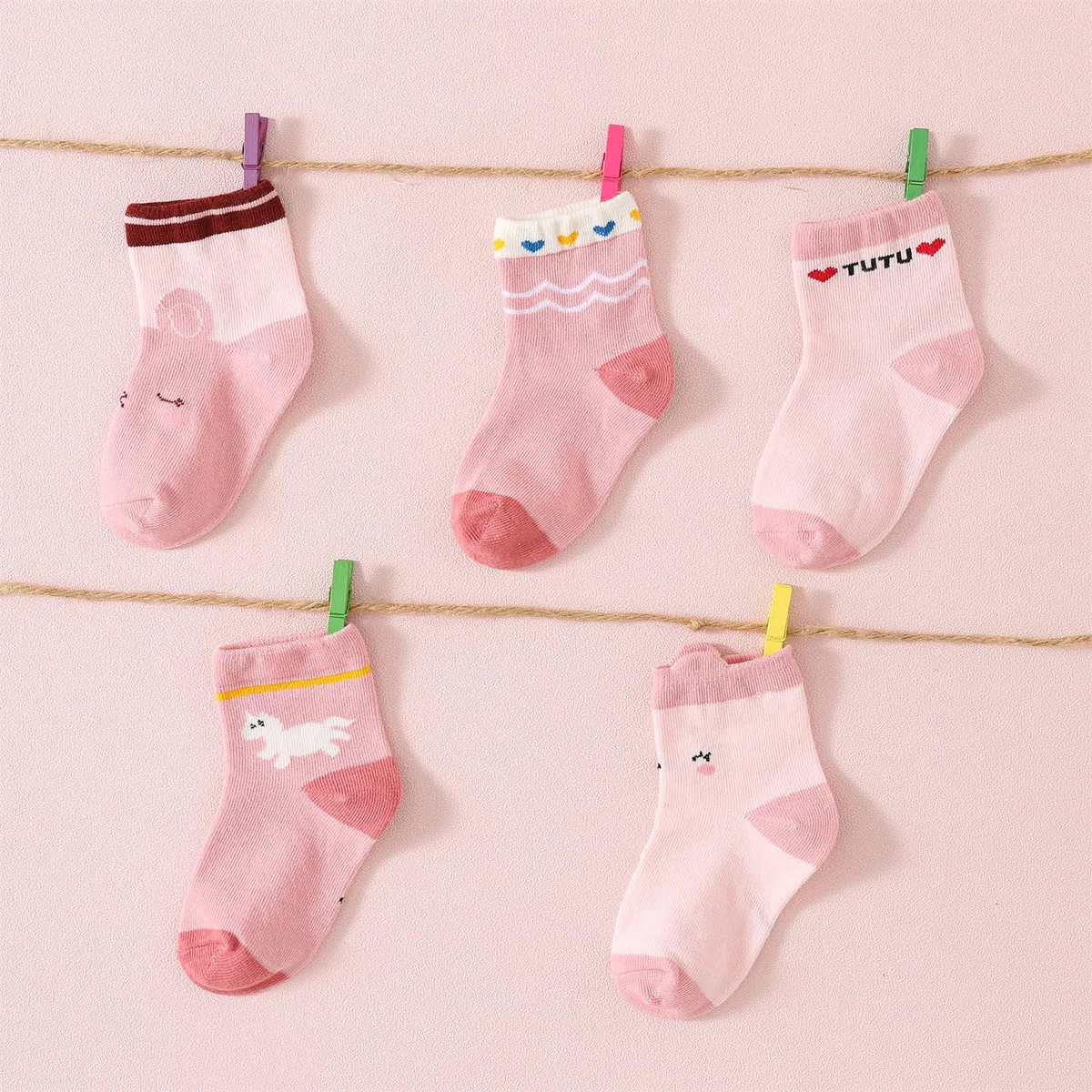 10 Paia di Calze in Cotone Traspirante per Bambini da 1 a 5 Anni,Calzini Bambino Bambina Neonato