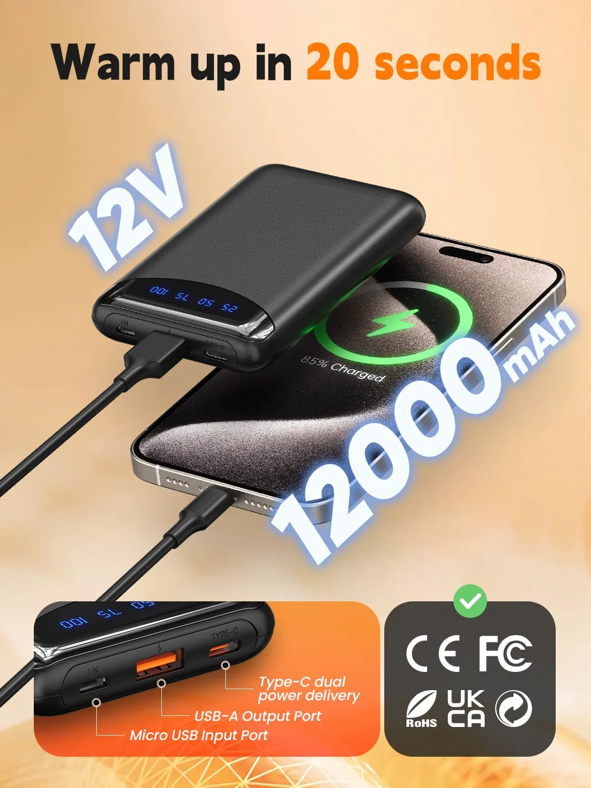 Gilet Riscaldante Donna con Batteria 12V 12000mAh, 4 Livelli di Calore e Controllo App, Gilet Termico Leggero per Invierno Lavoro da Casa, Passeggiate, Escursionismo e Tempo Libero