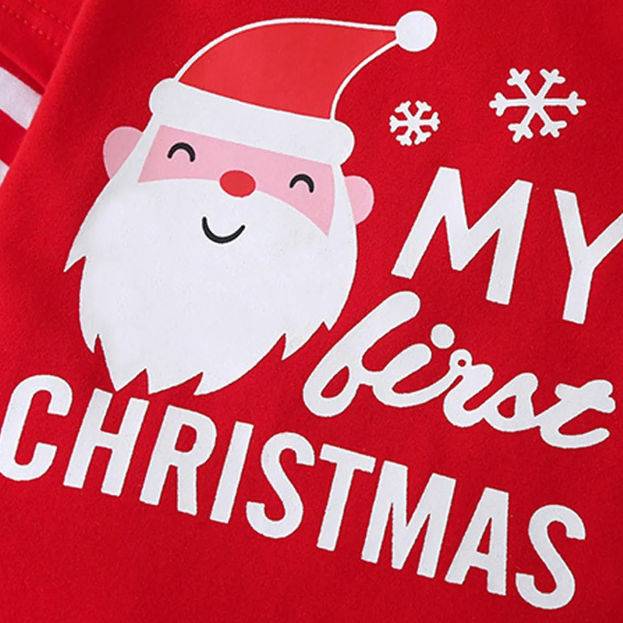 Completo per Neonate Set, Maniche Lunghe Volant Vestiti Bambina con My First Christmas, Pagliaccetto a Righe con di Babbo Natale Pantaloni e Cappello, Giorno di Natale per 0-24 Mesi, Rosso
