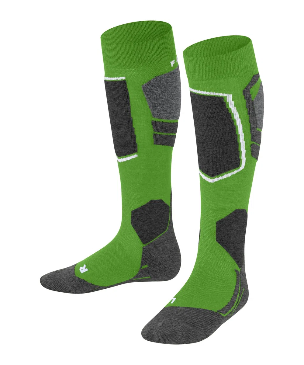 FALKE unisex bambini SK4 calzini da sci imbottitura leggera protezione tibia antivesciche sottili caldi traspiranti asciugatura rapida termoregolanti antiodore lana filo funzionale 1 paio