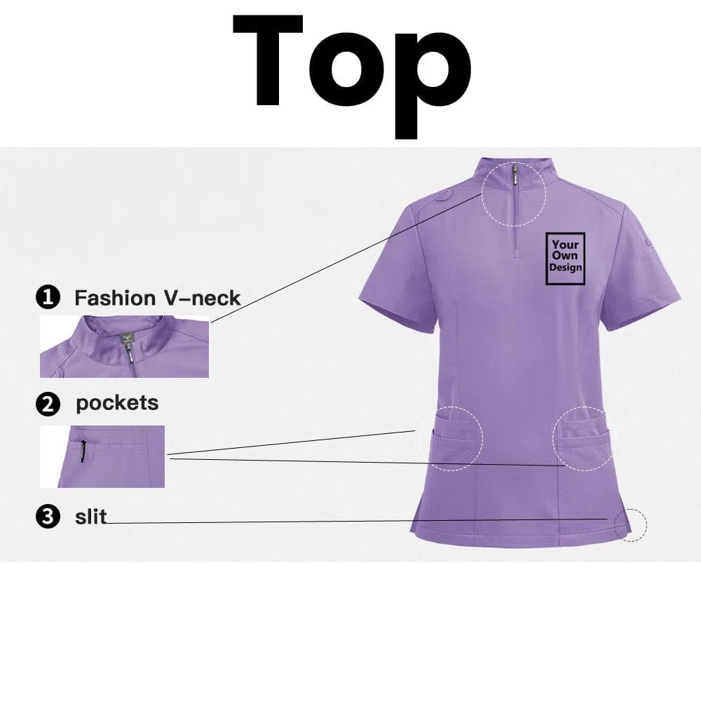 Set di scrub da donna, Uniforme Sanitaria Donna, set personalizzato per infermieri, chirurgici, ospedali, uniformi mediche, estetiste