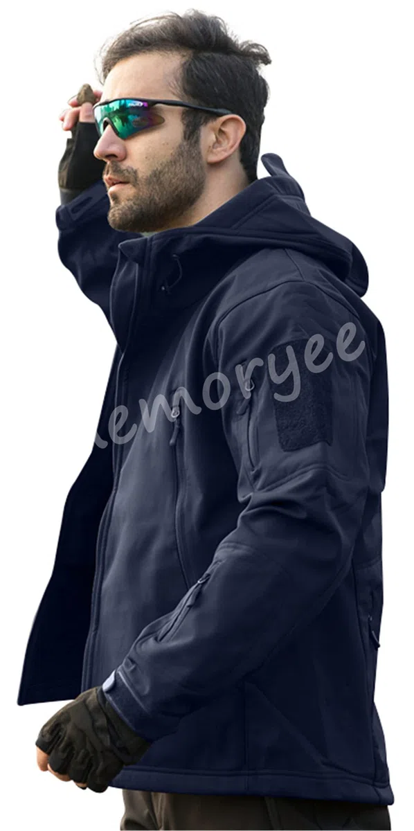 Memoryee Uomo Tattico Camouflage Softshell Giacca Outdoor Militare Pile Fodera Impermeabile Antivento Giubbotto con Cappuccio