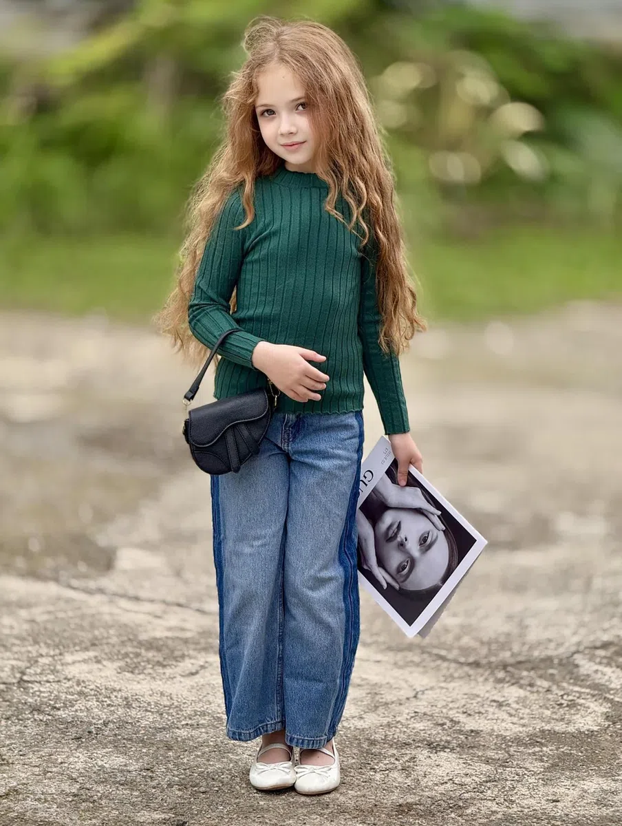 Arshiner Ragazze Manica Lunga Termica Bambine Mezzo Dolcevita T-Shirt Collo Rotondo Maglione Elegante Moda Abbigliamento Autunno Inverno Casual Manica Lunga per Ragazza 5-13 Anni