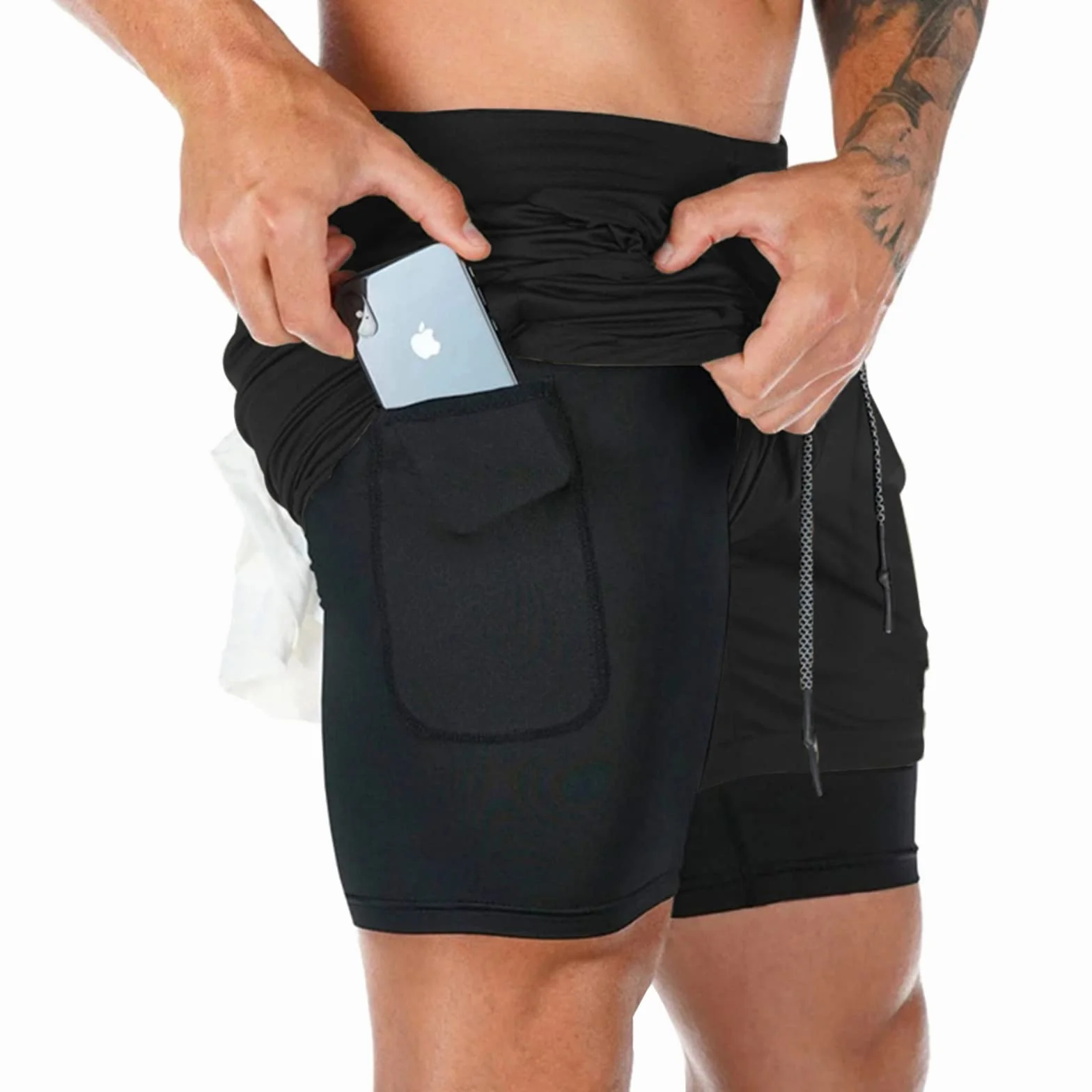 Superora Pantaloncini Sportivo Uomo Tuta Casual Pantaloncini Doppio Strato Sport da Corso Fitness Plastica Outdoor