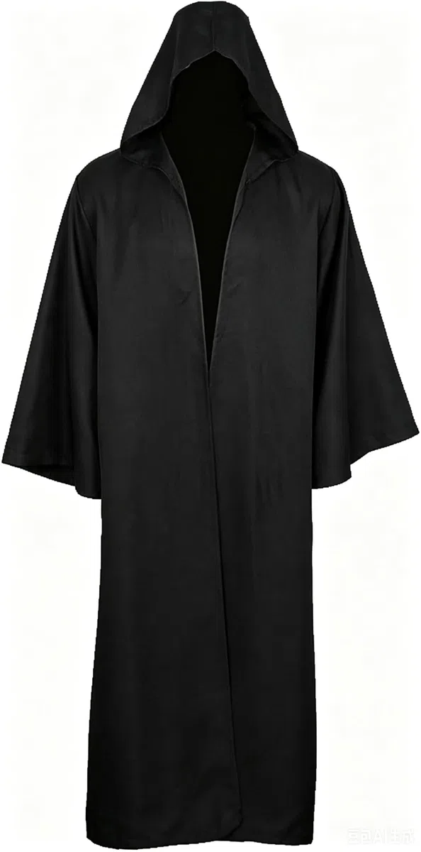 kinstell Uniforme con Cappuccio Robe Cavaliere Abiti Tunica Nera Uniforme Completo Halloween Darth Con Cappuccio Accappatoio Mantello Cosplay Costume