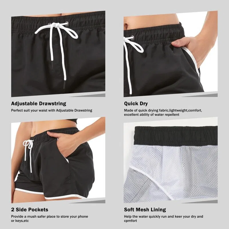 riemot Pantaloncini Costumi da Bagno Donna Asciugatura Rapida Pantaloni Corti Spiaggia Estivi Sportivi Shorts con Tasche Perfetti Pantaloncino Piscina per Mare Corse Palestra‌
