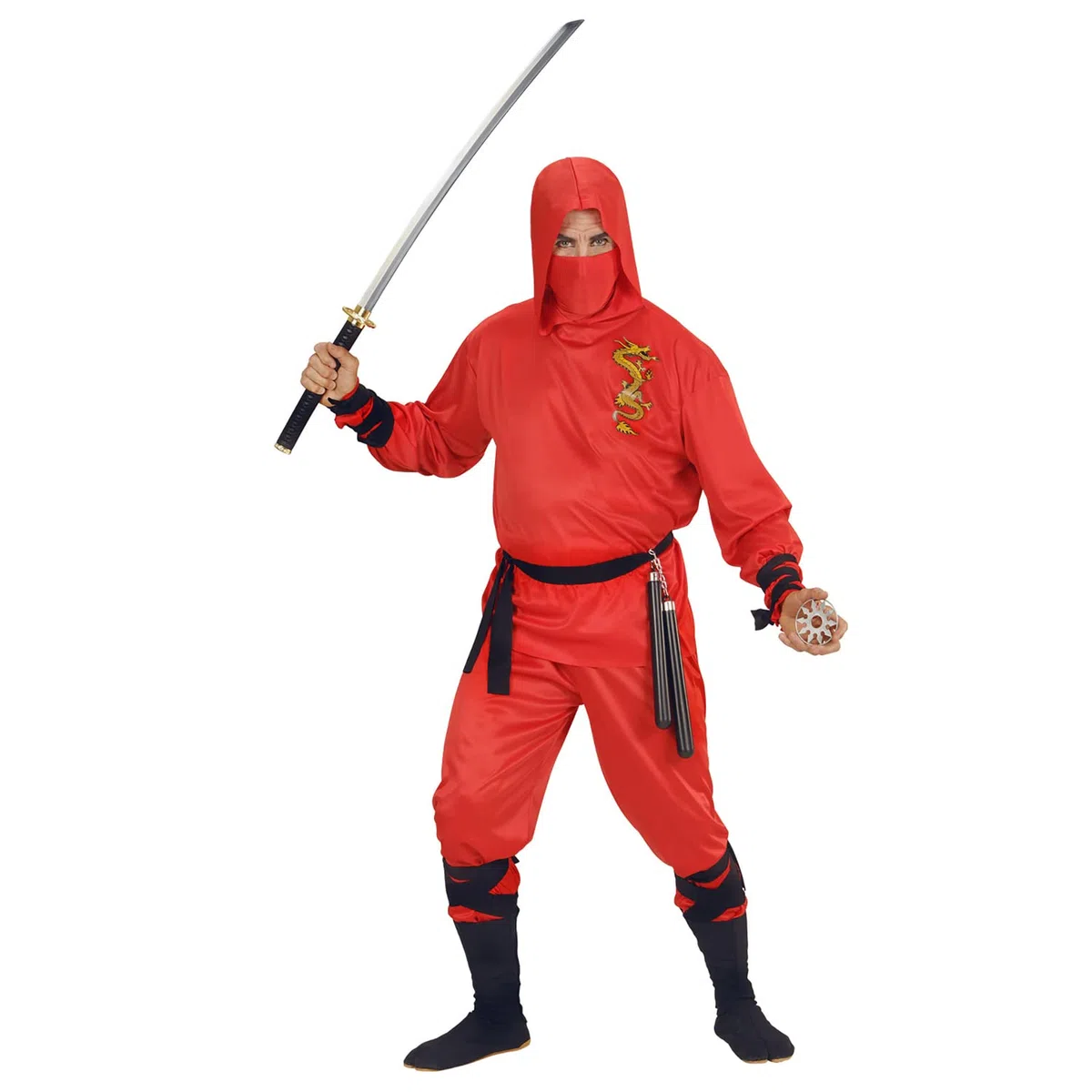 W WIDMANN MILANO Party Fashion - Costume Drago Rosso Ninja, guerriero, samurai, costumi di carnevale