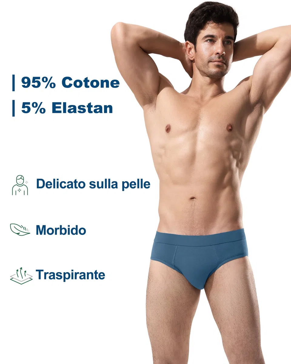 Channo Slip Uomo Cotone Confortevole: Mutande Elasticizzate e Traspirante per Maschi 5 Pack