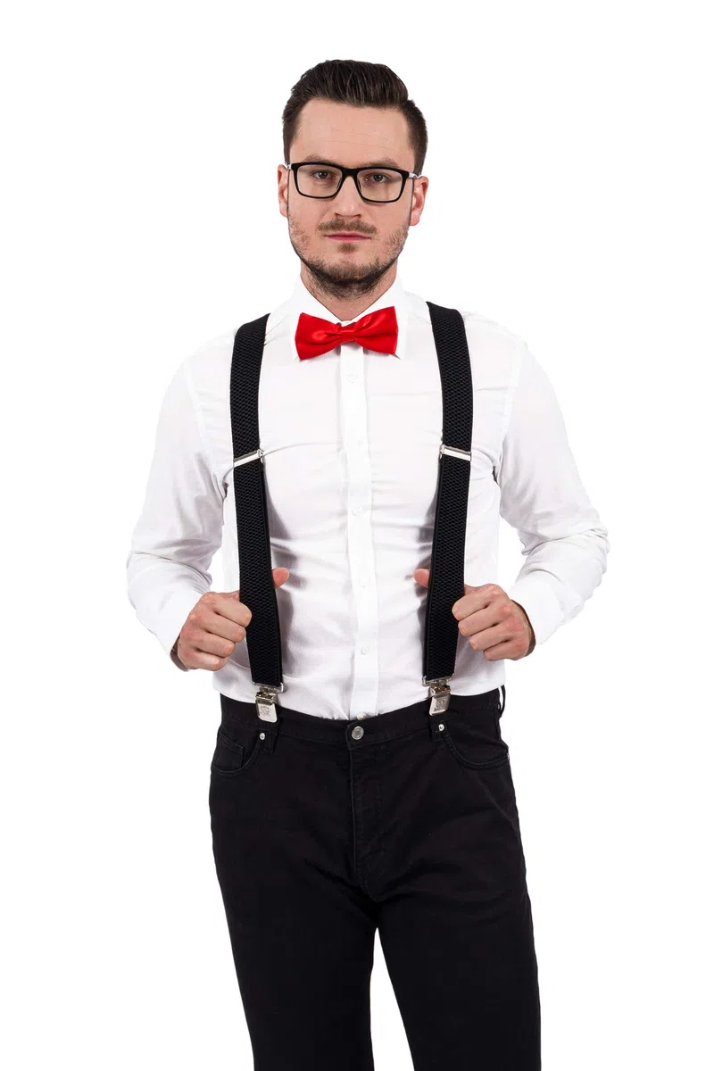 Decalen Bretelle da uomo larghe 4 cm con 4 clip in metallo molto resistenti, taglia unica per uomini e donne, regolabili ed elastiche X Style