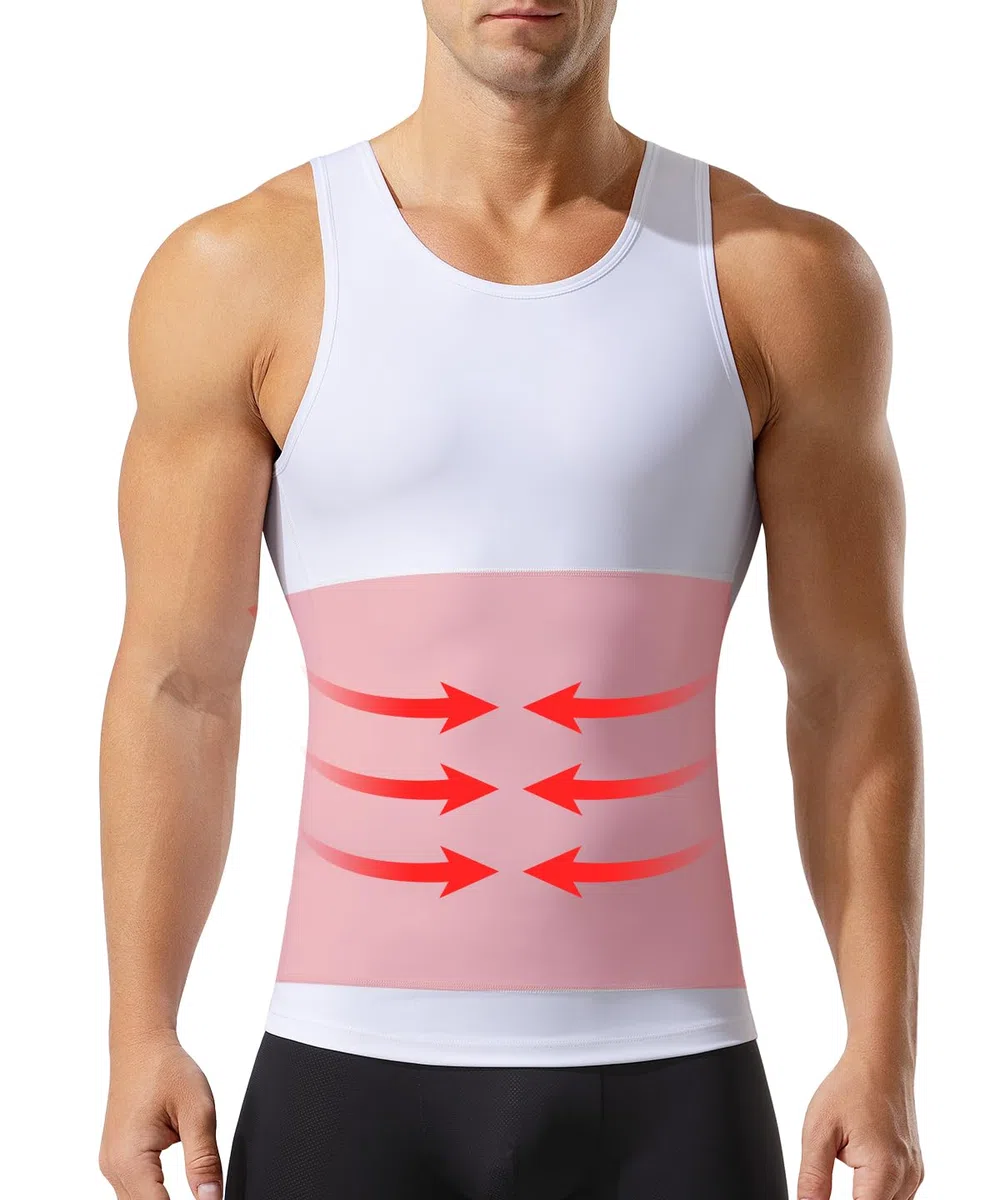 Canotta Compressione Uomo Contenitiva Pancia Piatta - Body Shaper Snellente Intimo Senza Maniche - Maglietta Modellante
