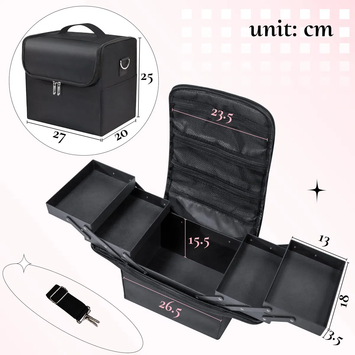 Valigetta Porta Trucchi, Beauty Case Donna Borsa Trucco Professionale Grande, Valigia Make Up Bag Organizer Borsa Estetista Portatrucchi Trousse Makeup