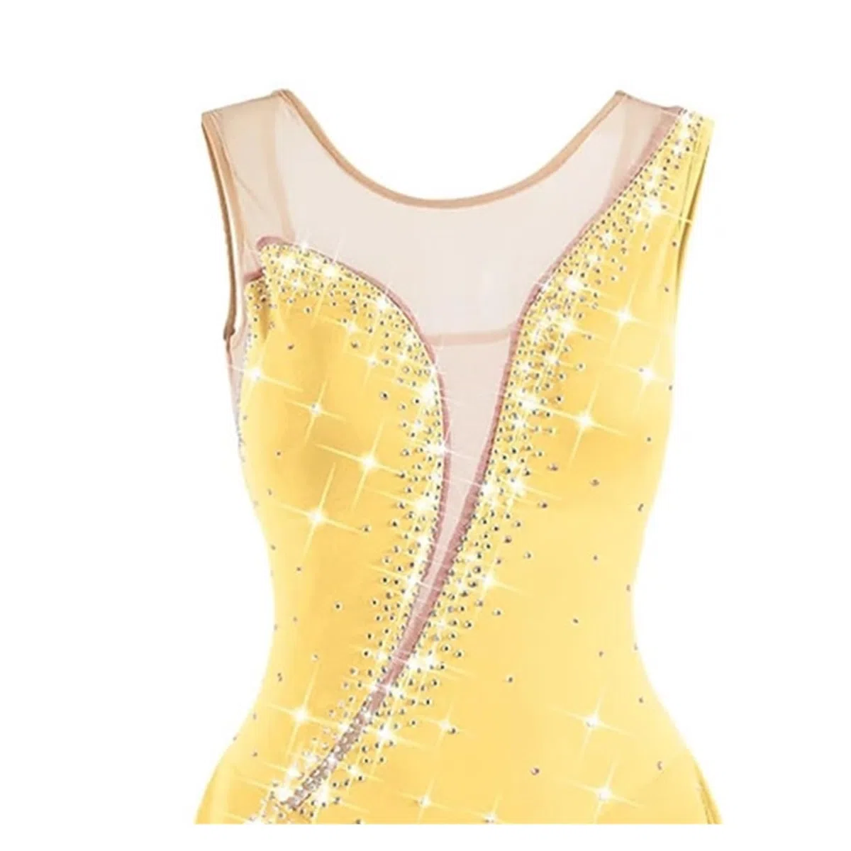 Abito da Pattinaggio Artistico Donna, Orlo Asimmetrico, Rete, Spandex, Elastan, Alta Elasticità, Competizione