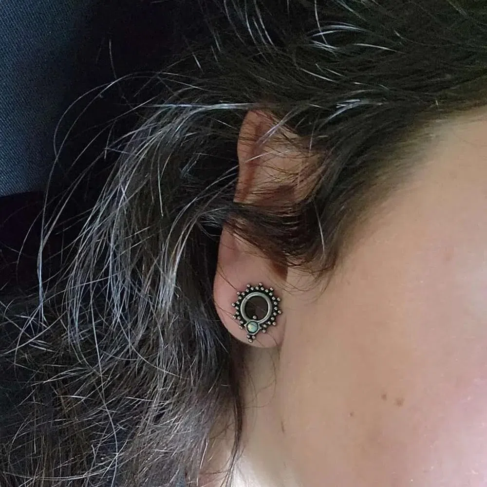 Vankula Dilatatori Lobo Double Flared tunnel dilatatore orecchie Opale in Acciaio inossidabile lobi piercing espansori Gioielli Uomo Donna 6mm a 19mm