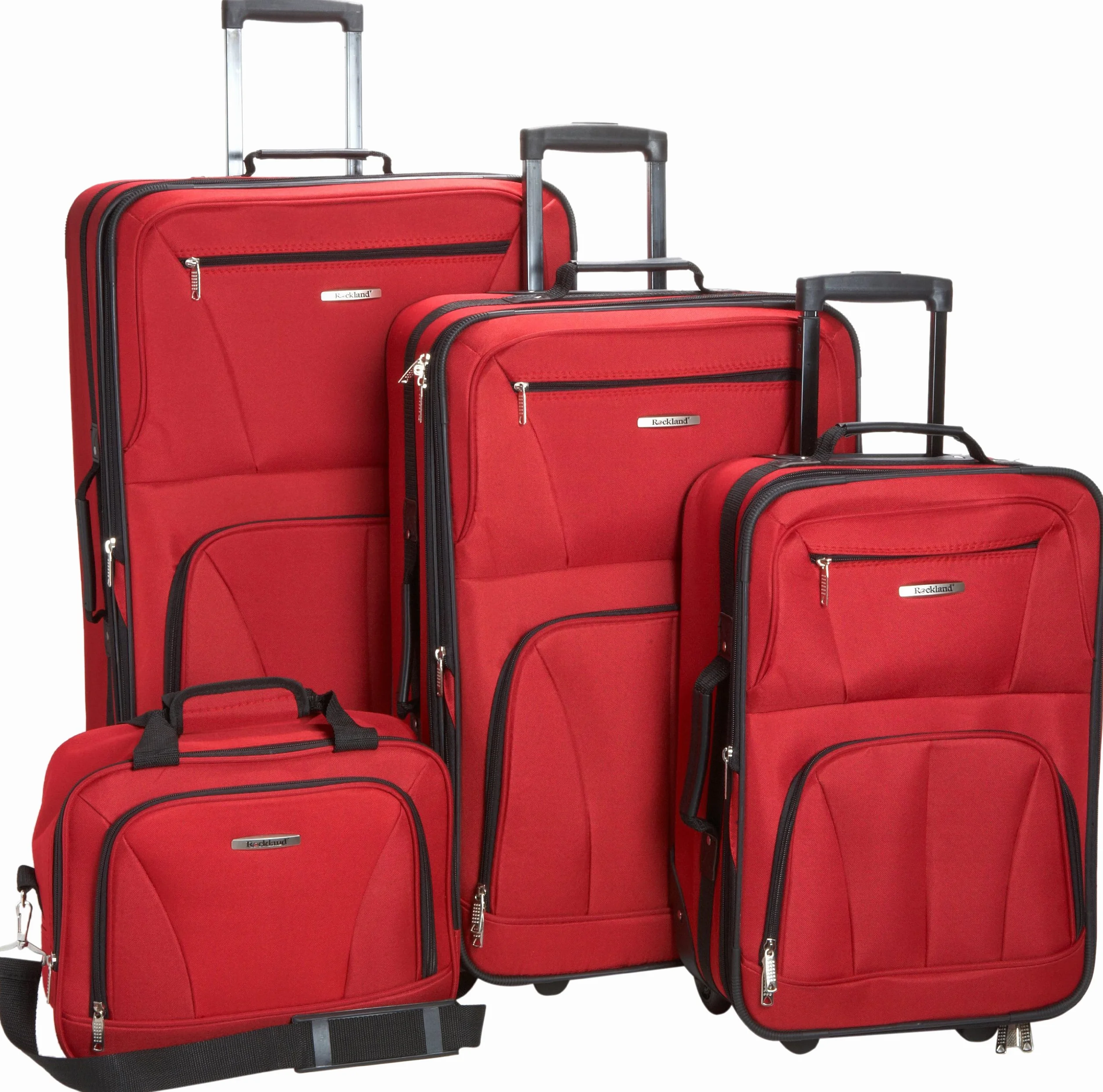 Rockland, Set di valigie Journey, morbide, verticali, Rosso, 4-Piece Set (14/19/24/28)