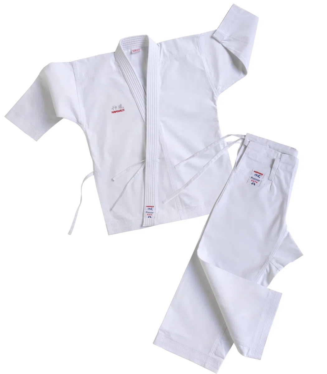 Kamikaze Karategui Premier Kata, costume da karate da competizione Kata, 100% cotone, peso medio, colore bianco