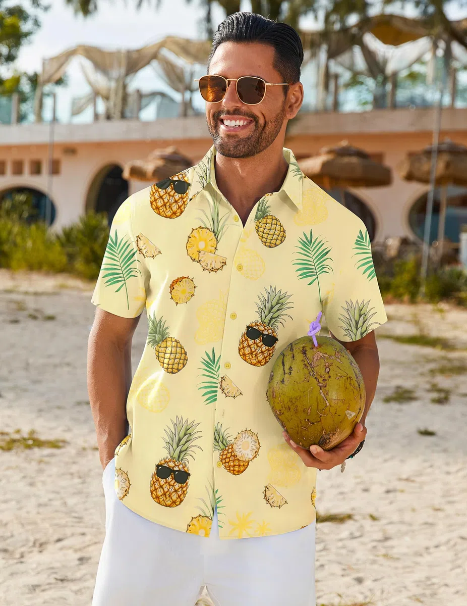 COOFANDY Camicia A Maniche Corte da Uomo Camicia Hawaiana Camicia Estiva Tropicale Leggere Camicia Floreale con Bottoni Camicia da Spiaggia