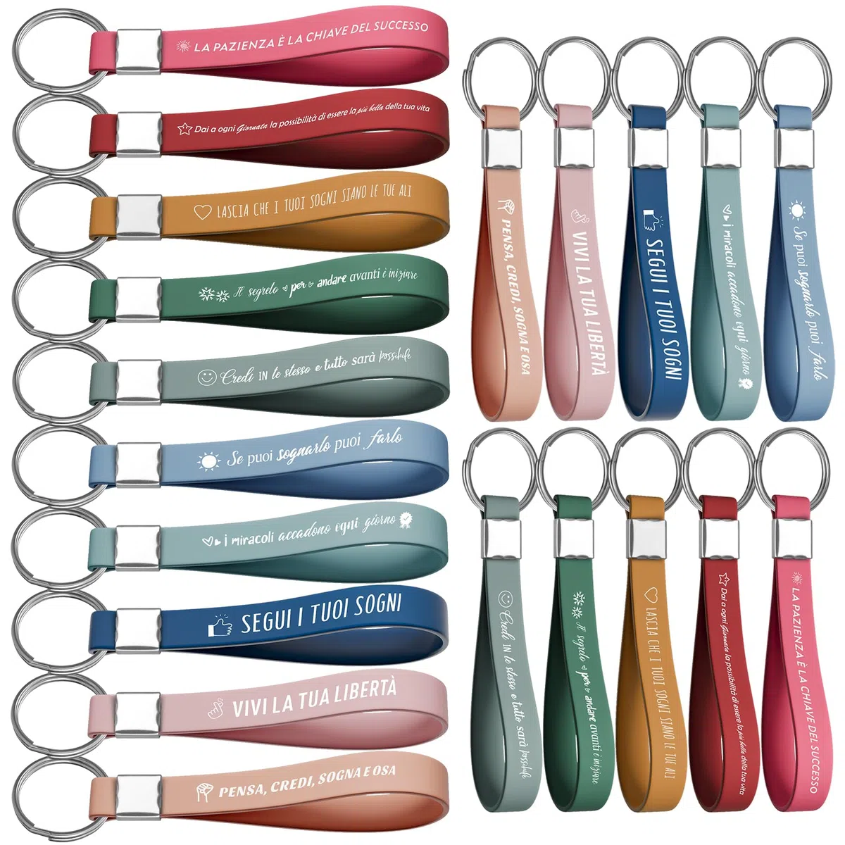 Portachiavi motivazionale con testo in lingua italiana, regalo di ringraziamento, portachiavi in silicone per incoraggiare dipendenti, colleghi, adolescenti, insegnanti, colorato