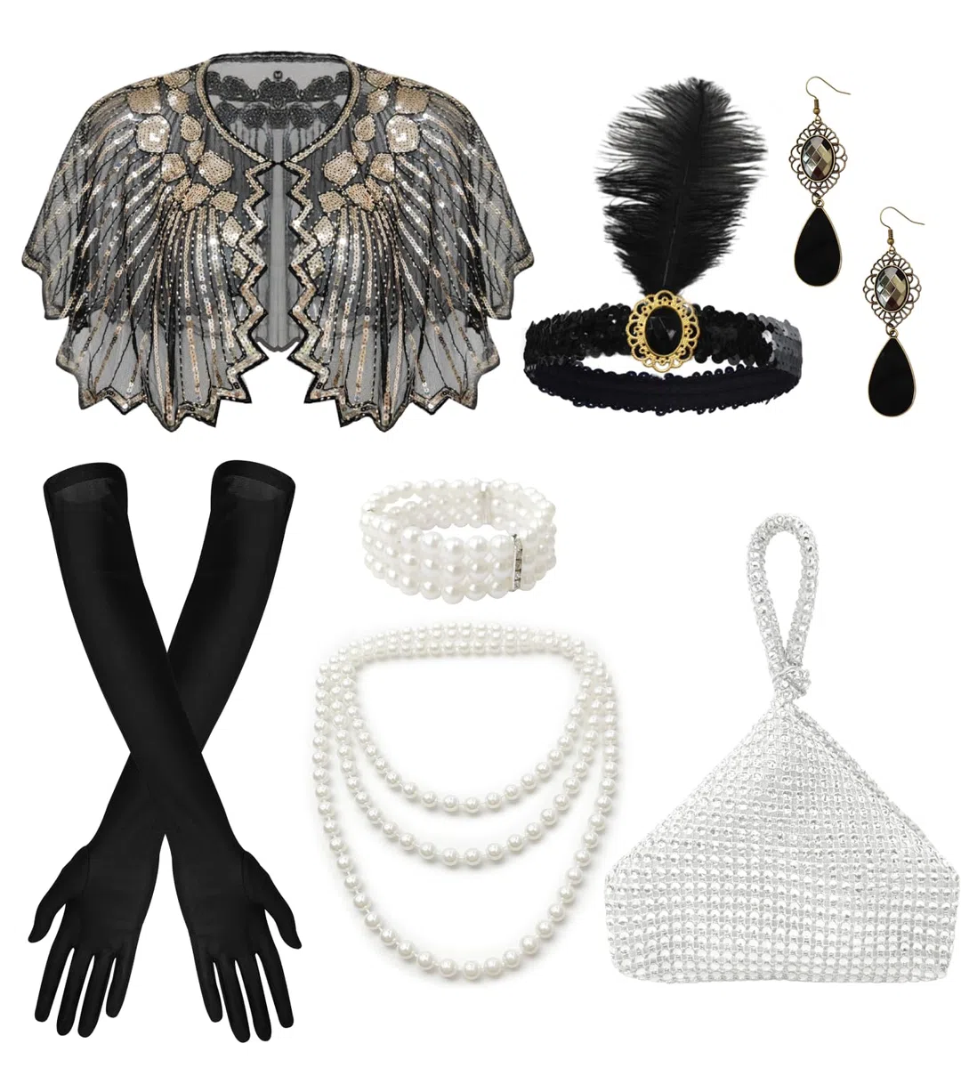 Ginkago Costume Charleston da donna anni '20 anni '20, perfetto per costume da donna, carnevale, Halloween