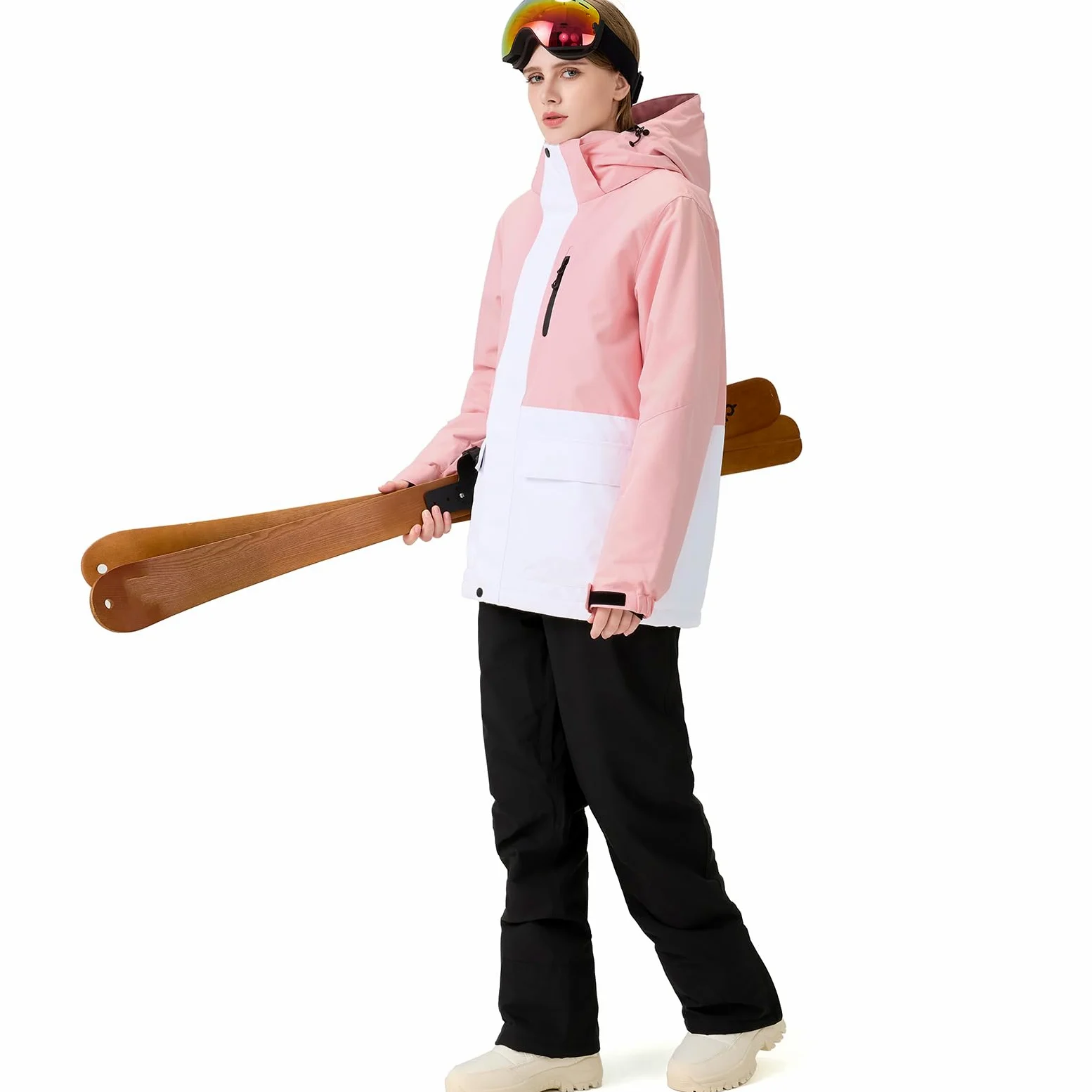HOTIAN Giacca da sci da donna, 2 pezzi, set da sci da donna, impermeabile, antivento, invernale, caldo, sci, neve, set da snowboard