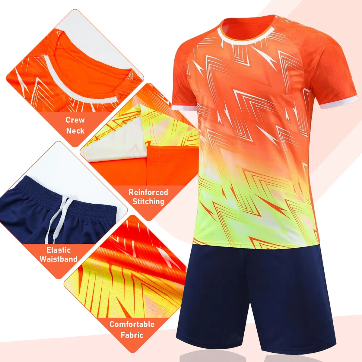 Maglia Calcio Bambino, Asciugatura Rapida Set di Magliette e Pantaloncini 2 Pezzi, Traspirante Leggero Tuta da Allenamento Calcio Completo Sportivo Basket per Ragazzi 7-13 Anni