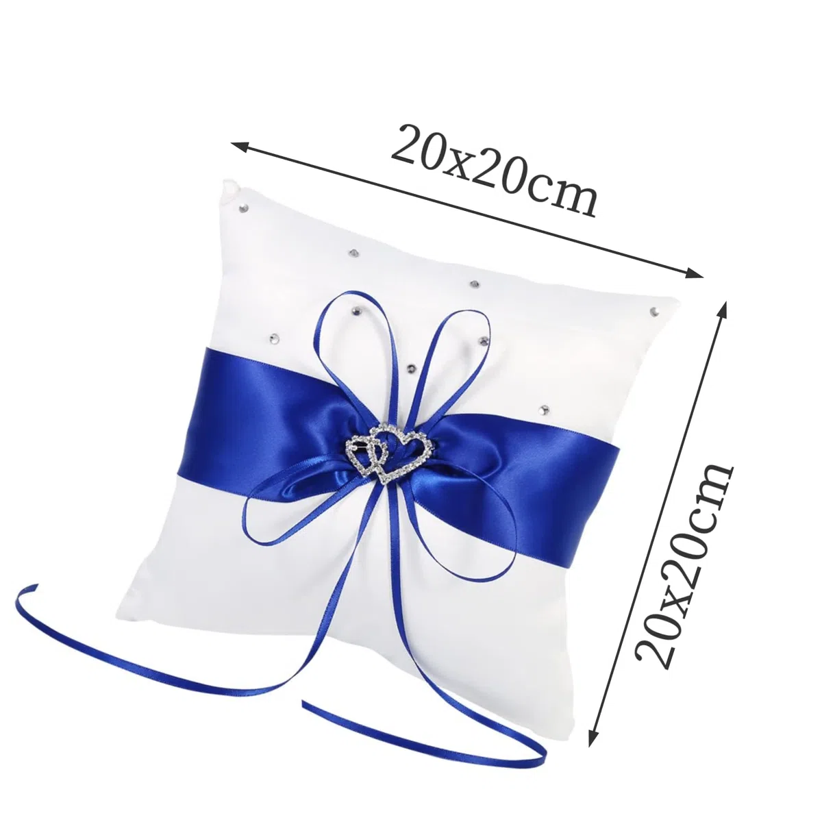 Cuscino per Portafedi Nuziale a Doppio Cuore - Alta Qualità, Fashionable, 4 Colori e Garanzia (Blu)