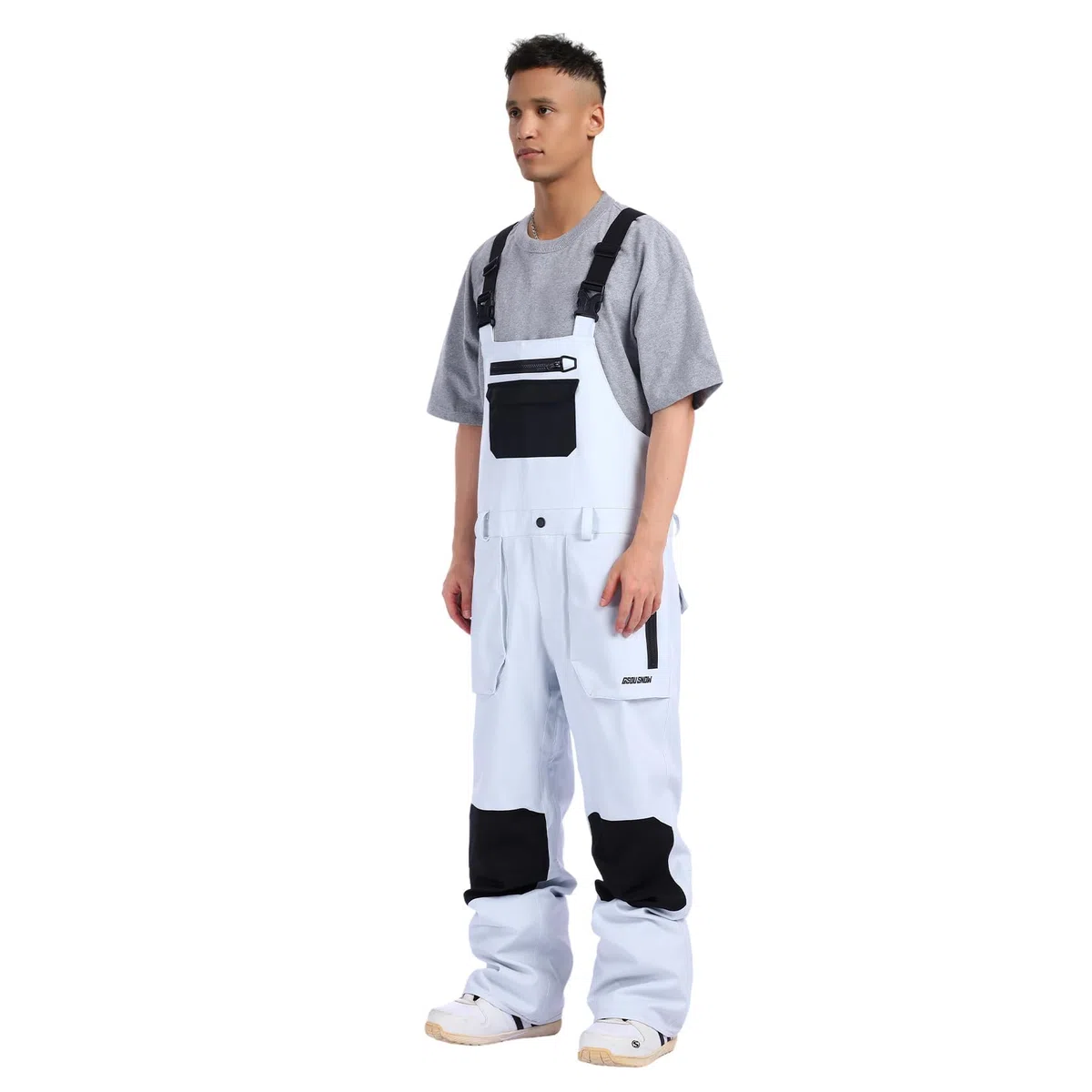 GSOU SNOW Uomo Salopette da Sci Bavaglino da Snowboard Pantaloni da Neve - Multi Tasche Leggeri Impermeabili Antivento Traspiranti Caldi