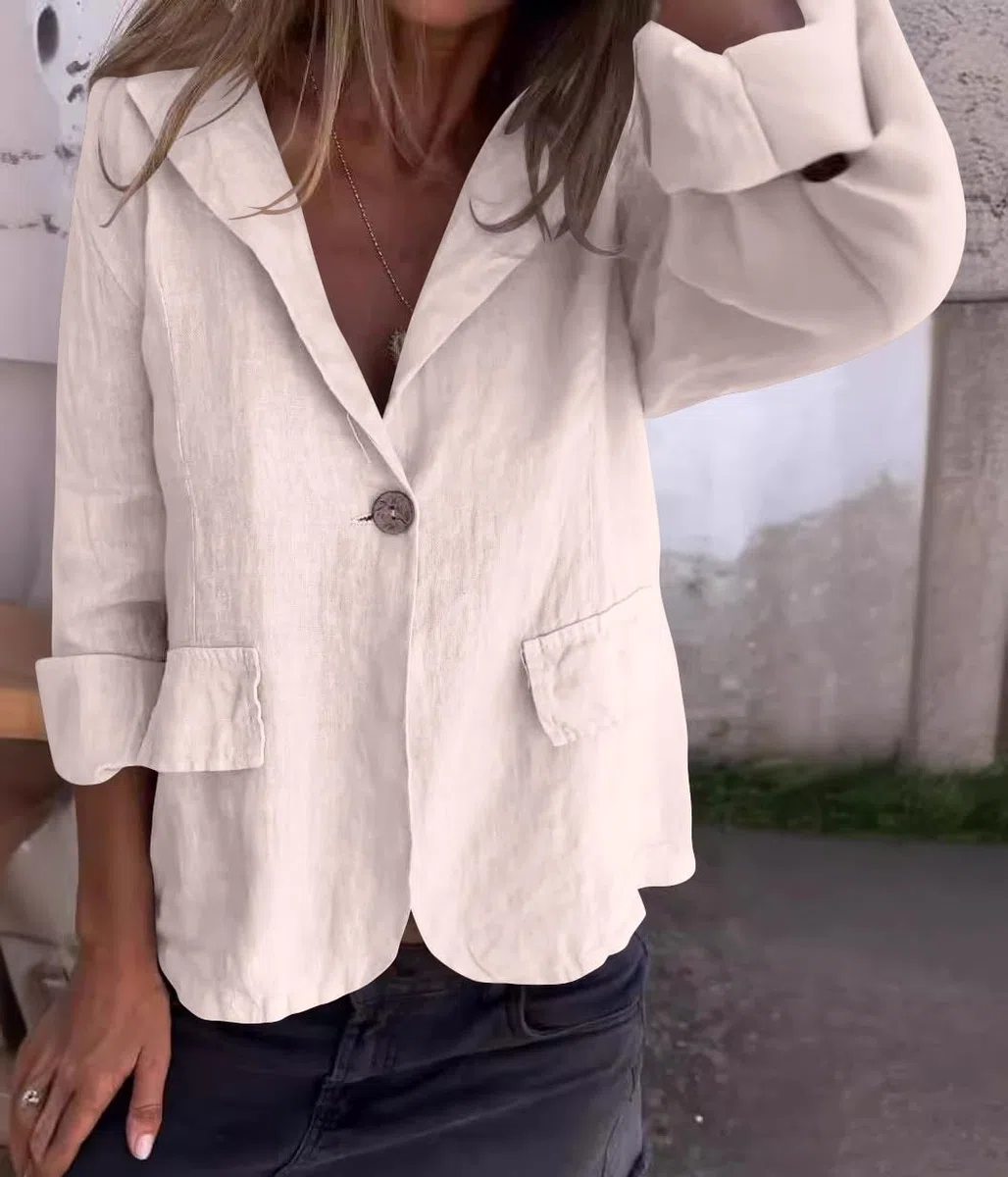 shownicer Donna Solido Open Front Manica Lunga Tuta Blazer Button Lino Capispalla Cappotto Lungo Donne in Cotone e Lino Cappotti Outwear Casual Blazer