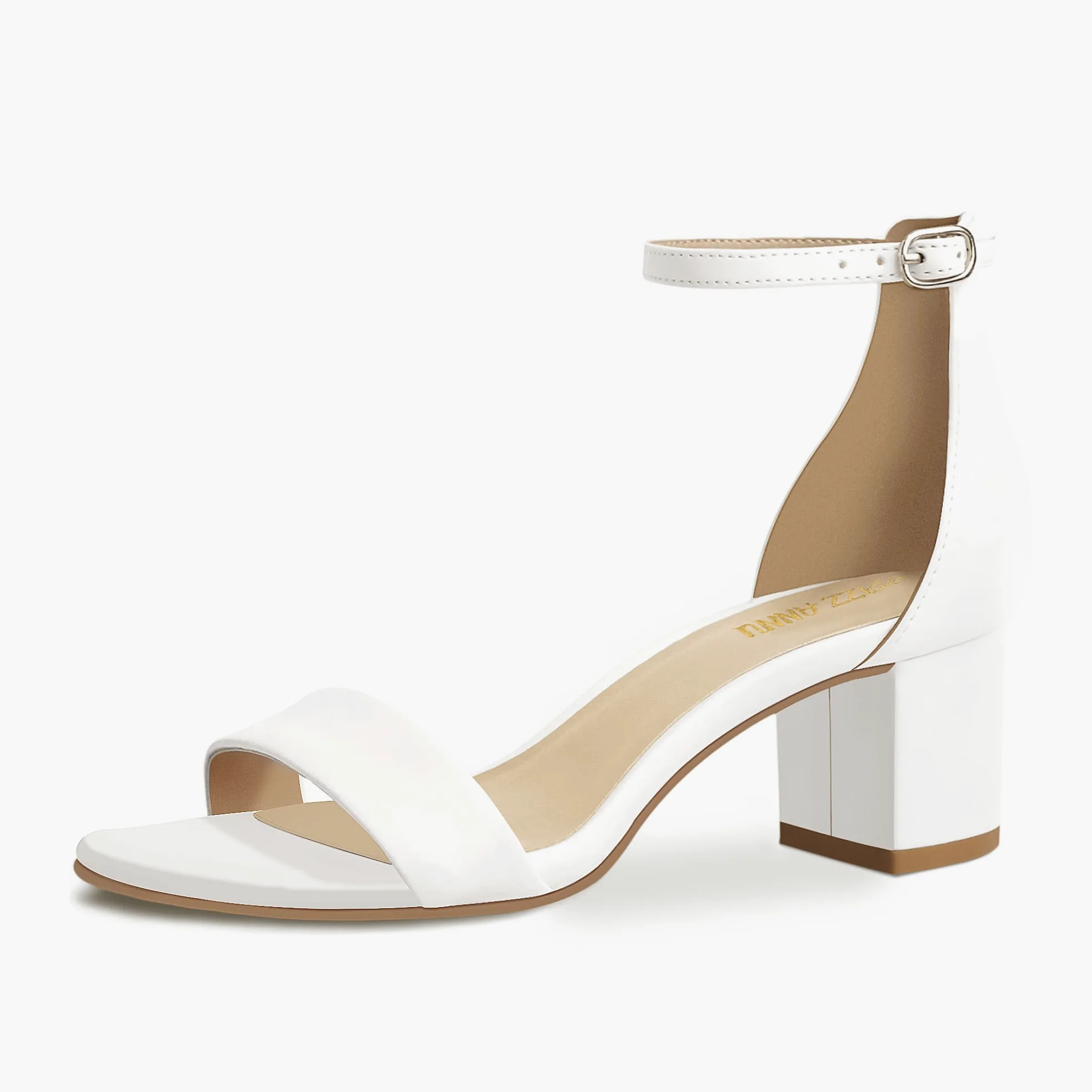 PIZZ ANNU Sandali da donna con tacco grosso a blocco basso, comodi, aperti sulla punta, cinturino alla caviglia, scarpe da festa, con fibbia e tacco alto 5,1 cm, design con tacco spesso 5,1 cm