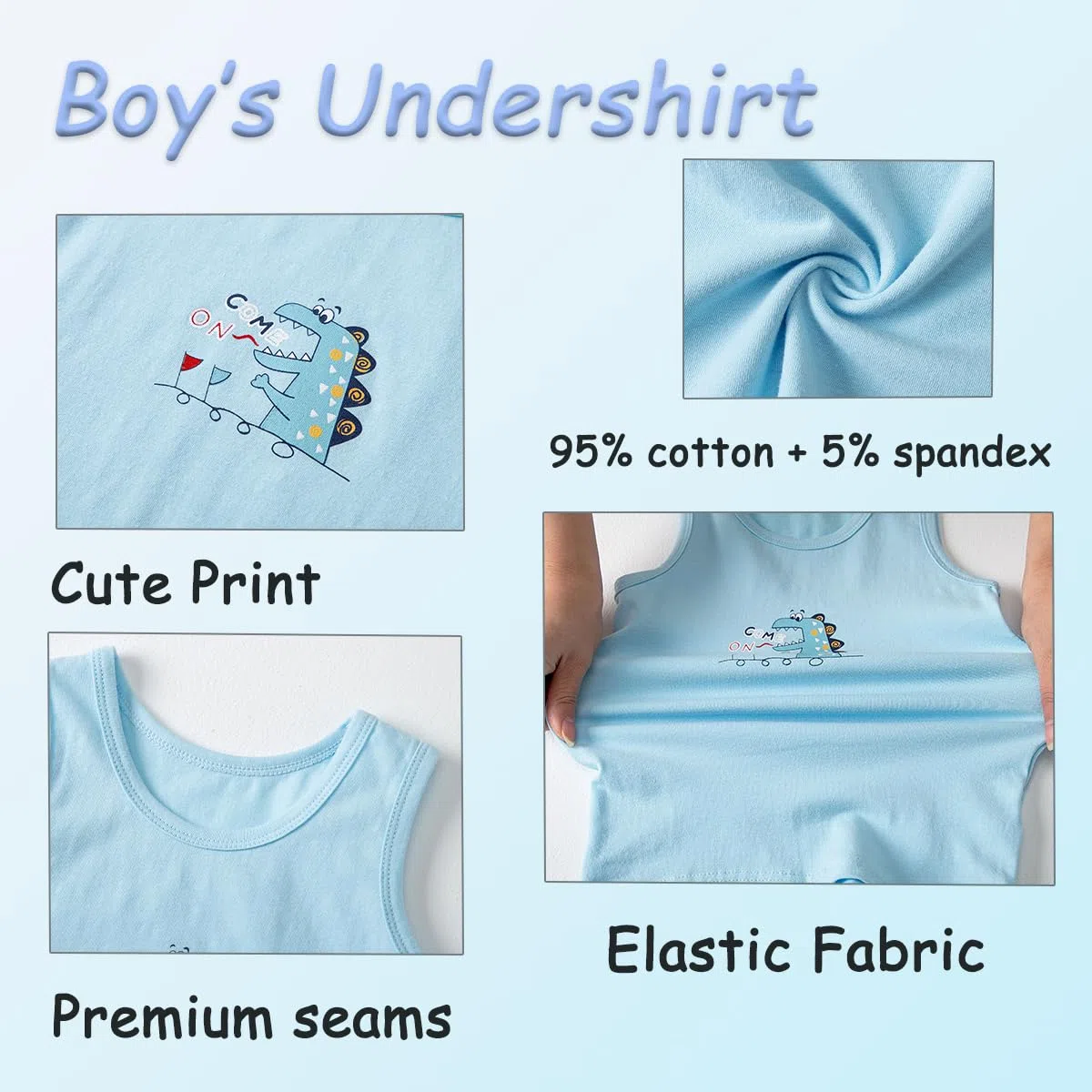 Ragazzi Girocollo Gilet Intimo, T-Shirt Senza Maniche Traspirante, Canottiere per Bambini in Morbido Cotone, Canottiere per Bambini Bianche o Stampate per 2-10 Anni
