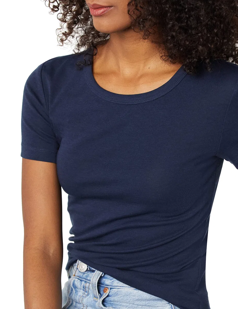 Amazon Essentials Donna T-Shirt Girocollo a Maniche Corte Slim