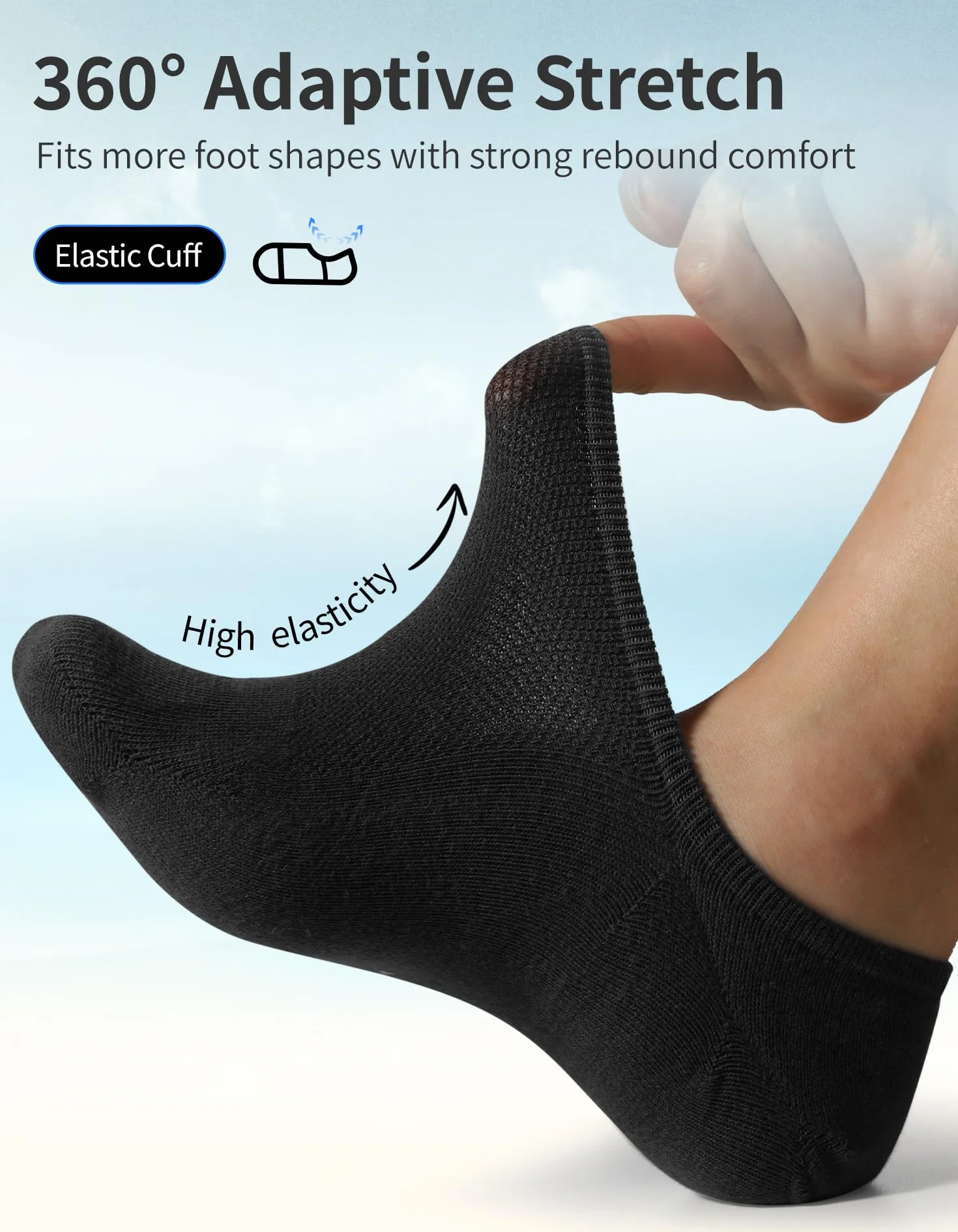 CLOSEMATE 6 Paia Fantasmini Uomo Donna Antiodore e Traspirante Cotone Calzini Invisibili Estivi Antiscivolo con 3 Strisce in Silicone Sportive Calze Corte Basse